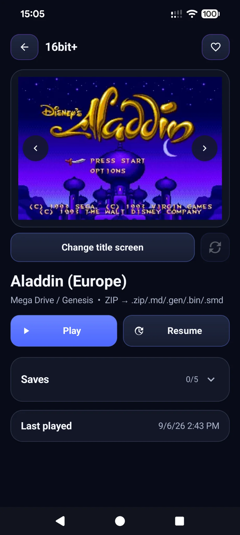 16bit+ Mega Drive game detail