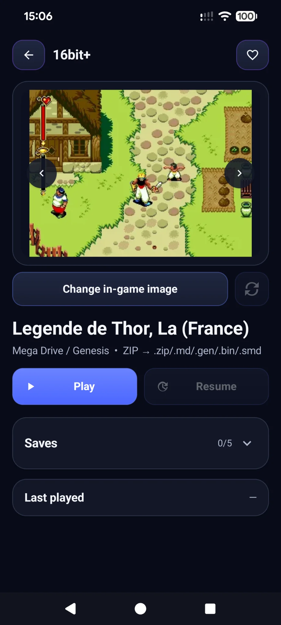 16bit+ Mega Drive game detail with gameplay image