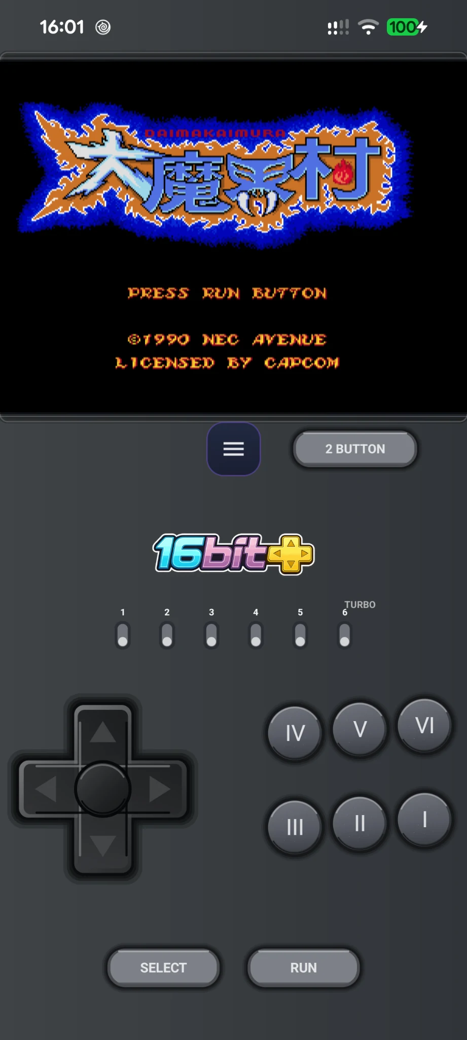 SuperGrafx touch controls in portrait mode