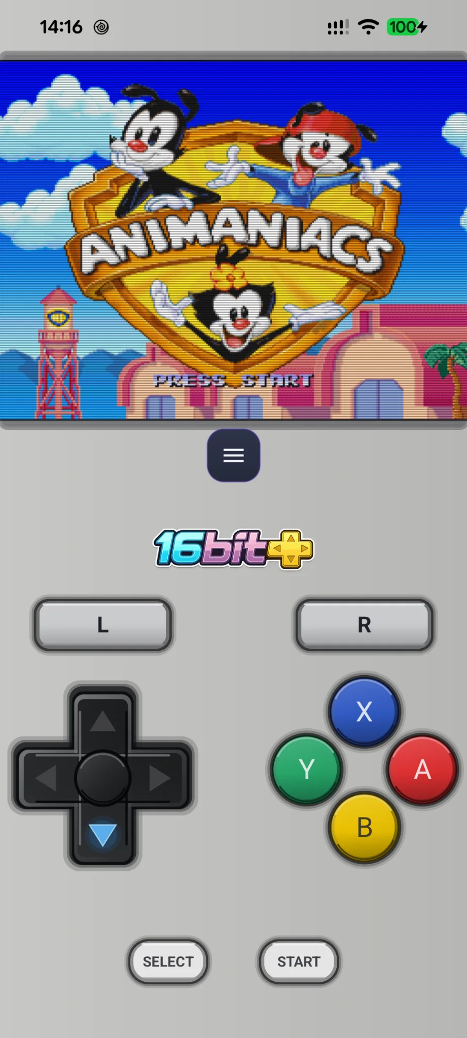 Super Nintendo touch controls in portrait mode
